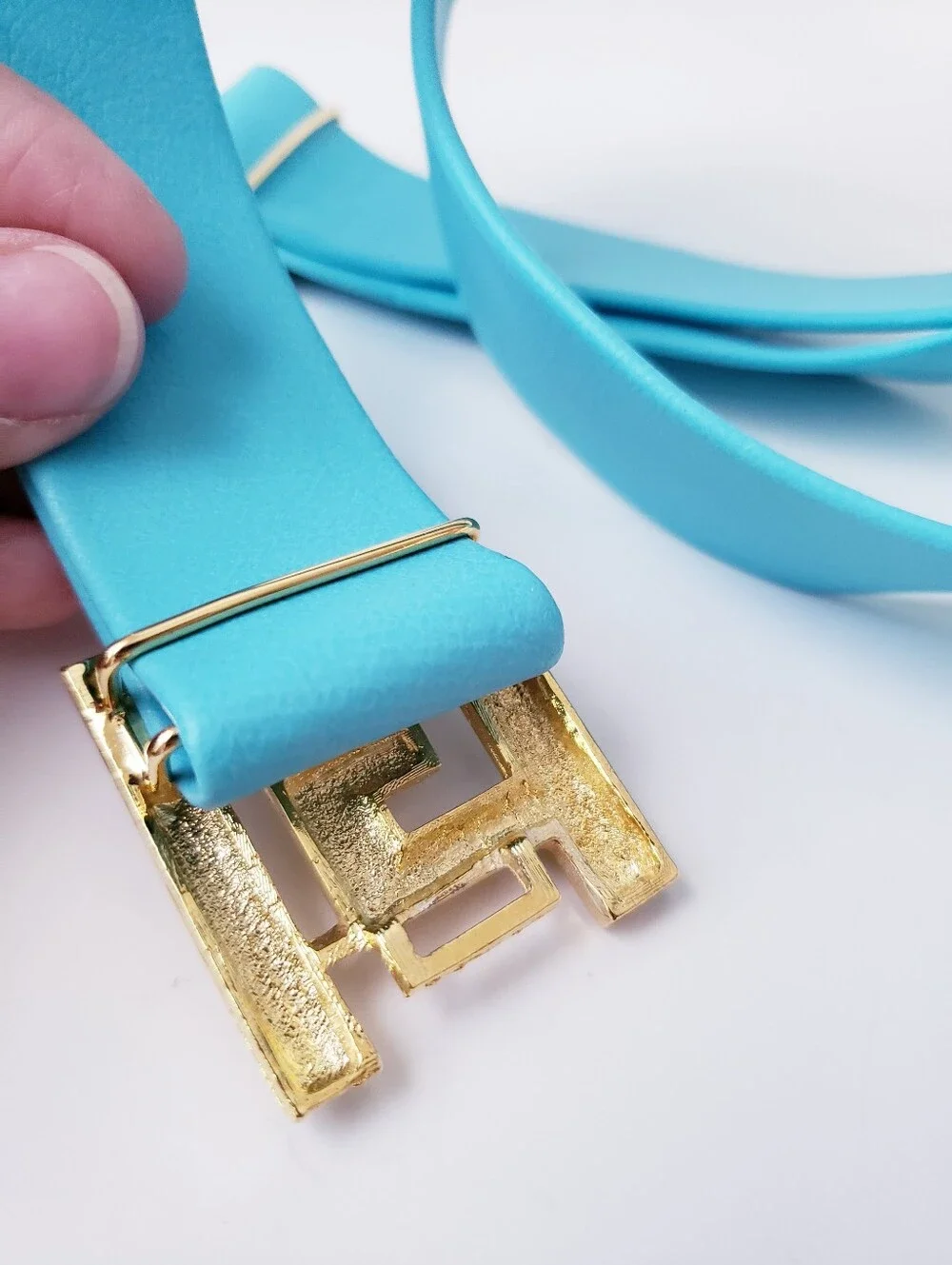 Vintage Blue Gold Adjustable Belt